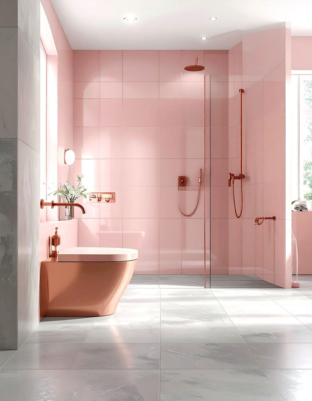 Blush and copper bathroom - 30 blush bathroom ideas
