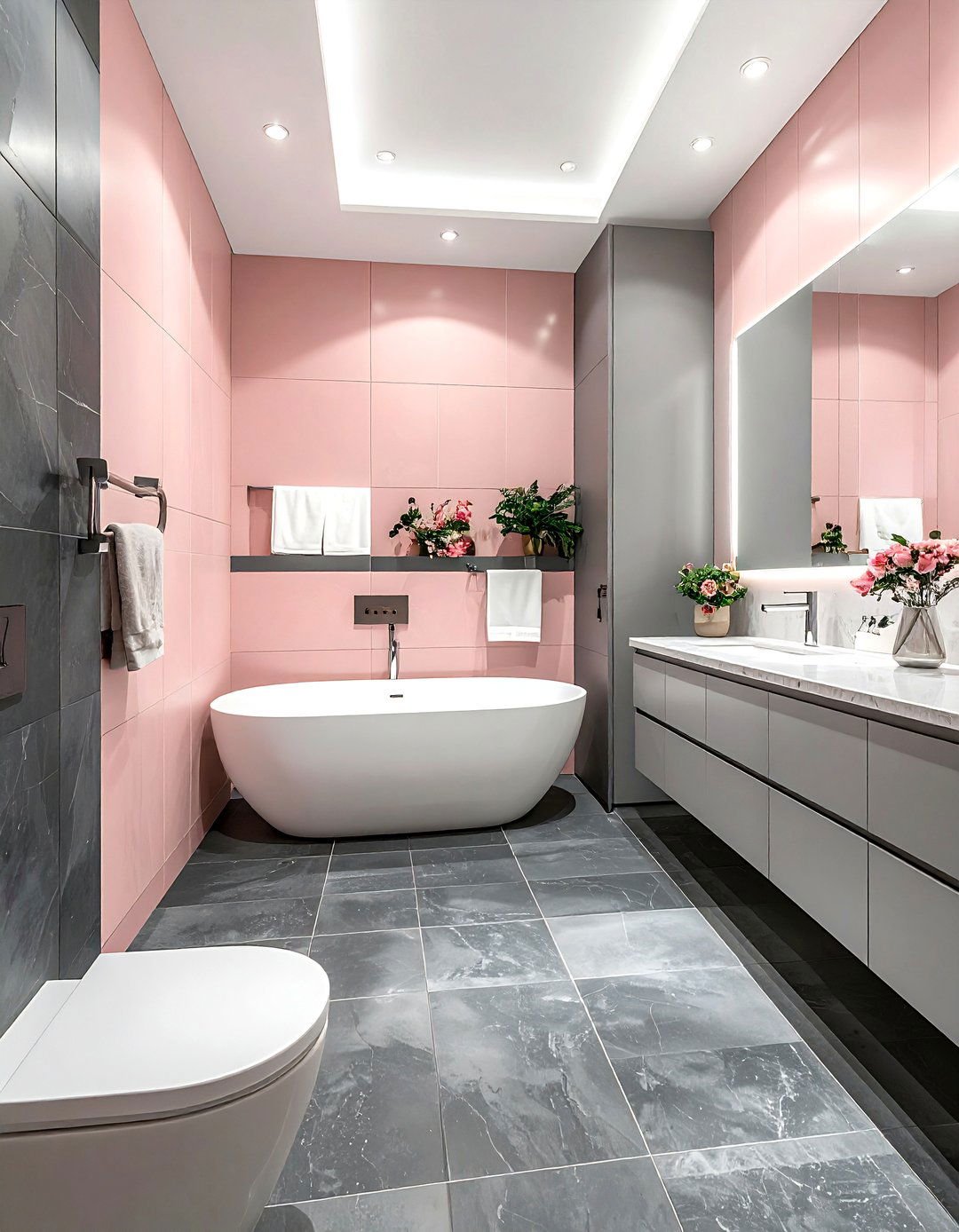 Blush and gray bathroom - 30 blush bathroom ideas
