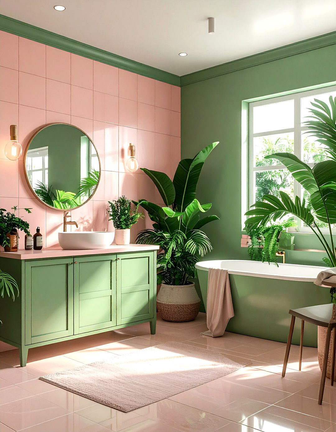 Blush and green bathroom - 30 blush bathroom ideas