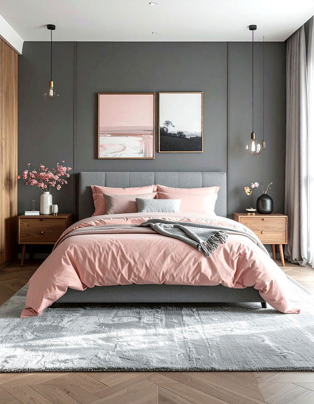 Blush and grey bedroom decor - 30 blush bedroom ideas