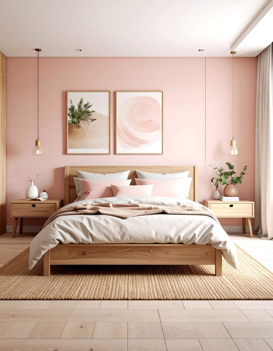 Blush and light wood bedroom - 30 blush bedroom ideas