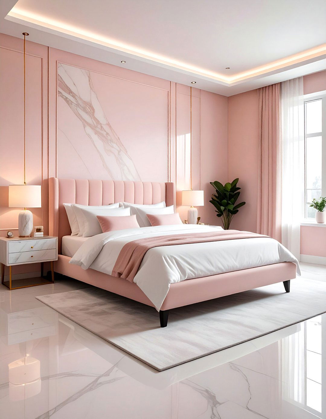 Blush and marble bedroom - 30 blush bedroom ideas