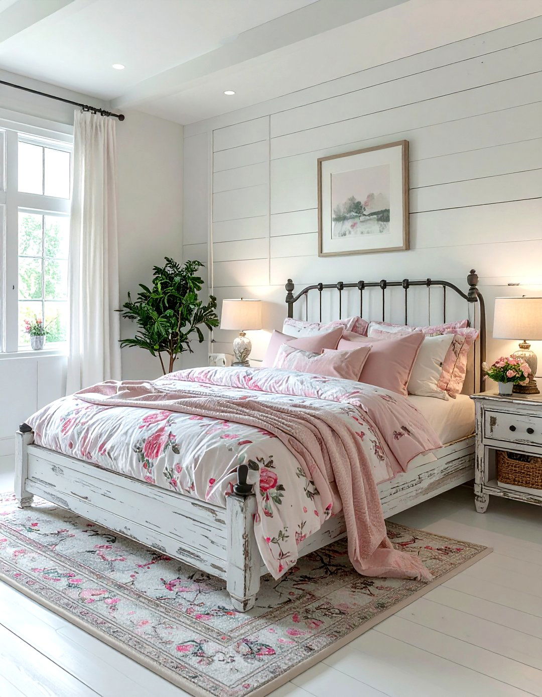Blush and white farmhouse bedroom - 30 blush and white bedroom ideas