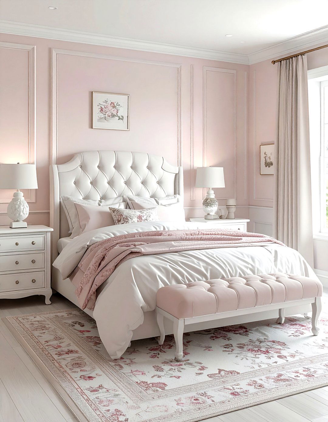Blush and white french country bedroom - 30 blush and white bedroom ideas