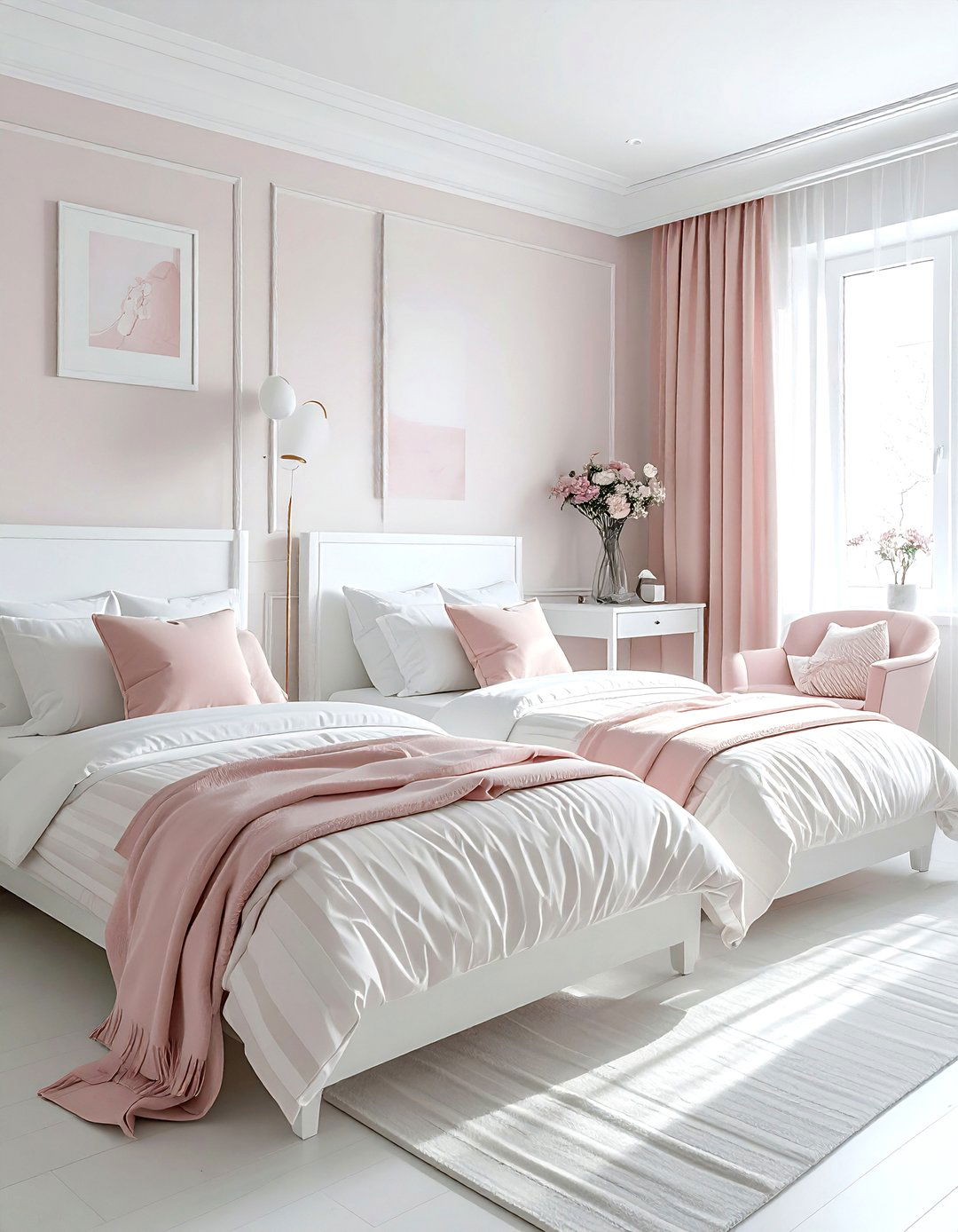 Blush and white guest room - 30 blush and white bedroom ideas