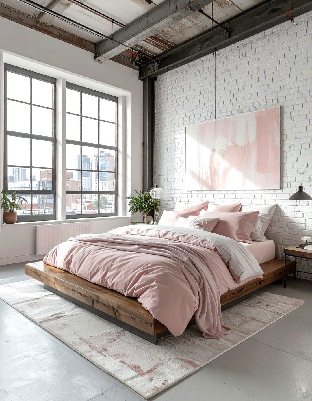 Blush and white loft bedroom - 30 blush and white bedroom ideas