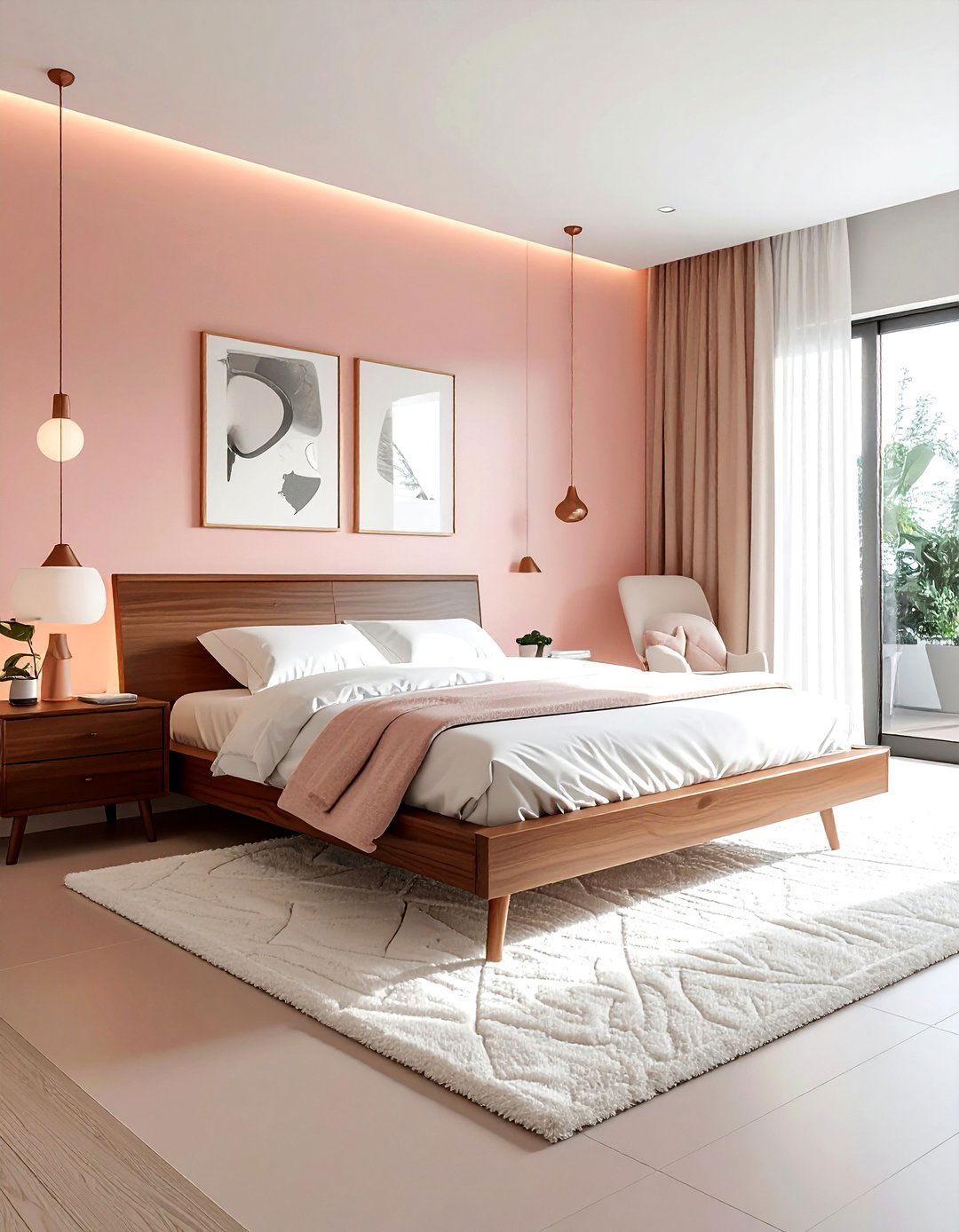 Blush and white mid century bedroom - 30 blush and white bedroom ideas