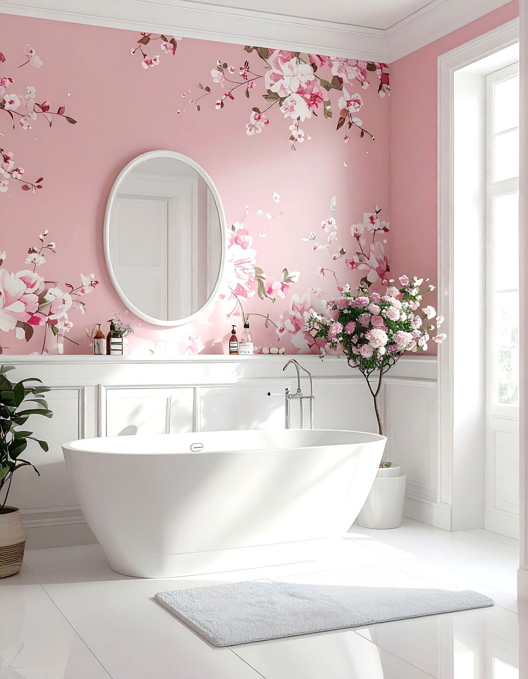 Blush bathroom wallpaper - 30 blush and white bathroom ideas