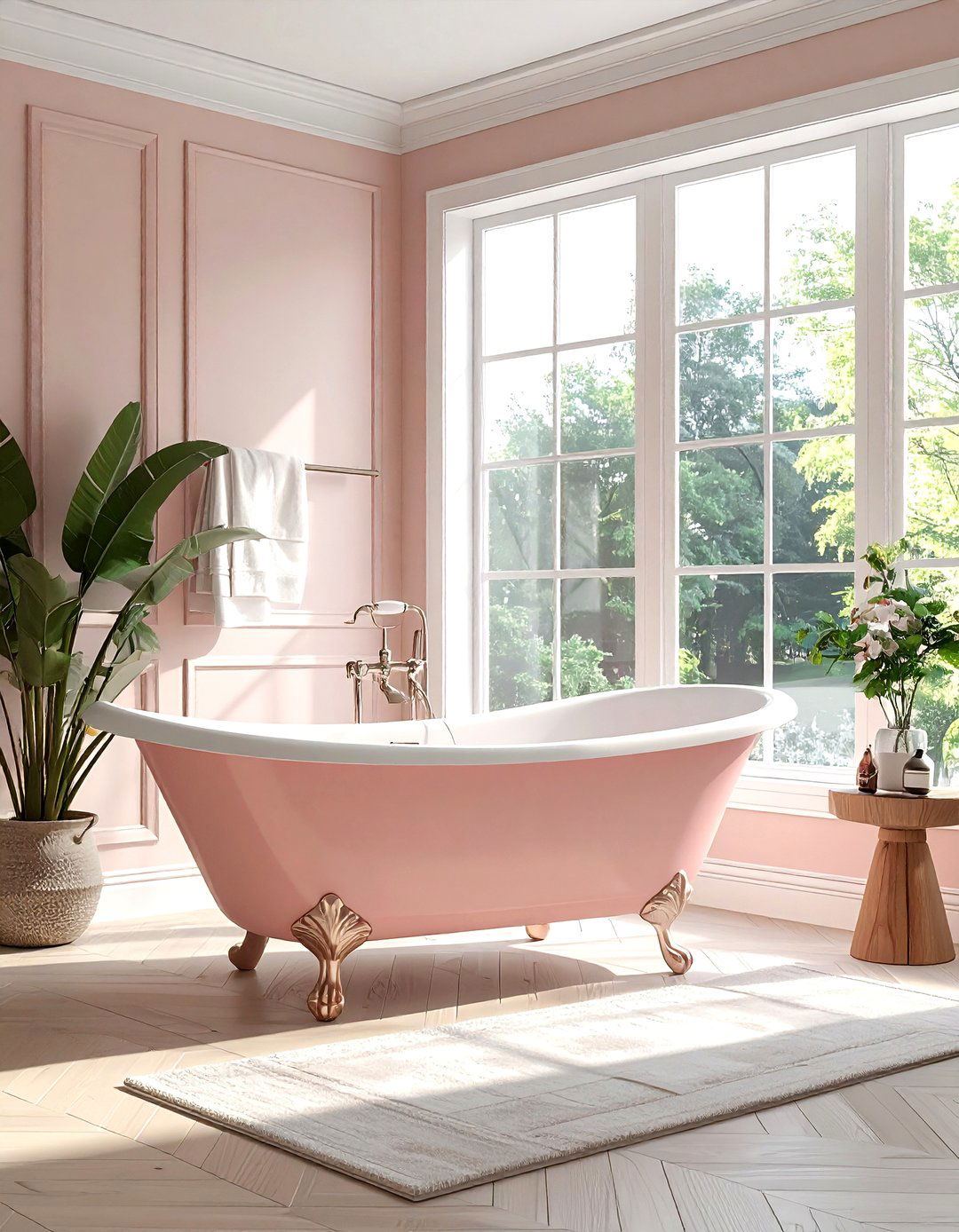 Blush clawfoot tub - 30 blush bathroom ideas