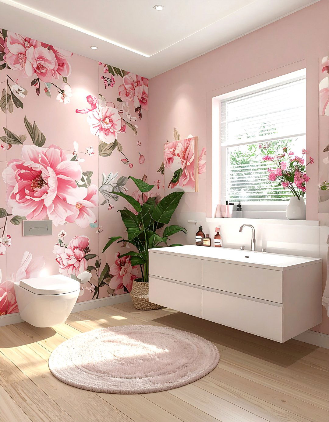 Blush floral bathroom - 30 blush bathroom ideas