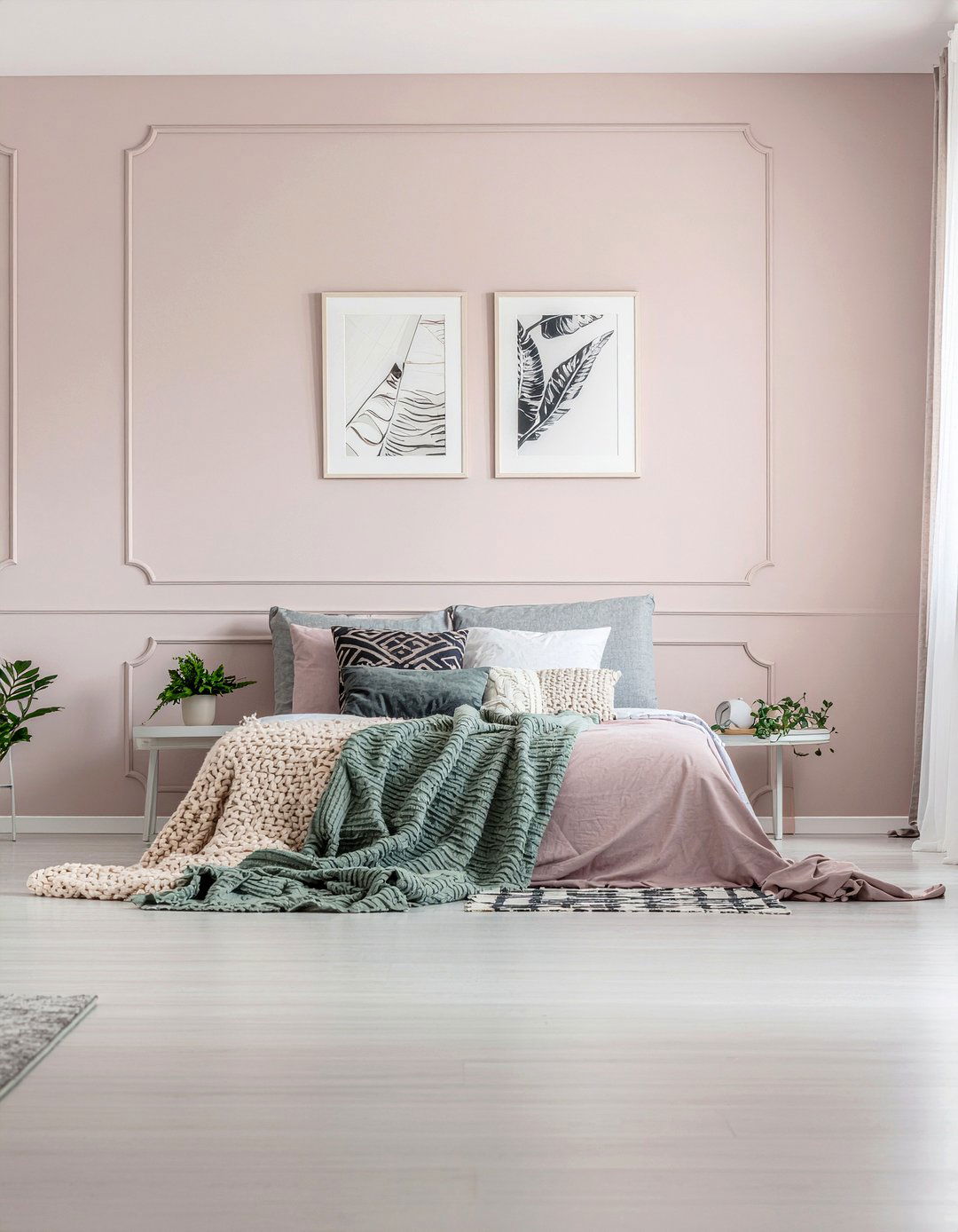 Blush pink accent wall bedroom - 30 blush pink bedroom ideas