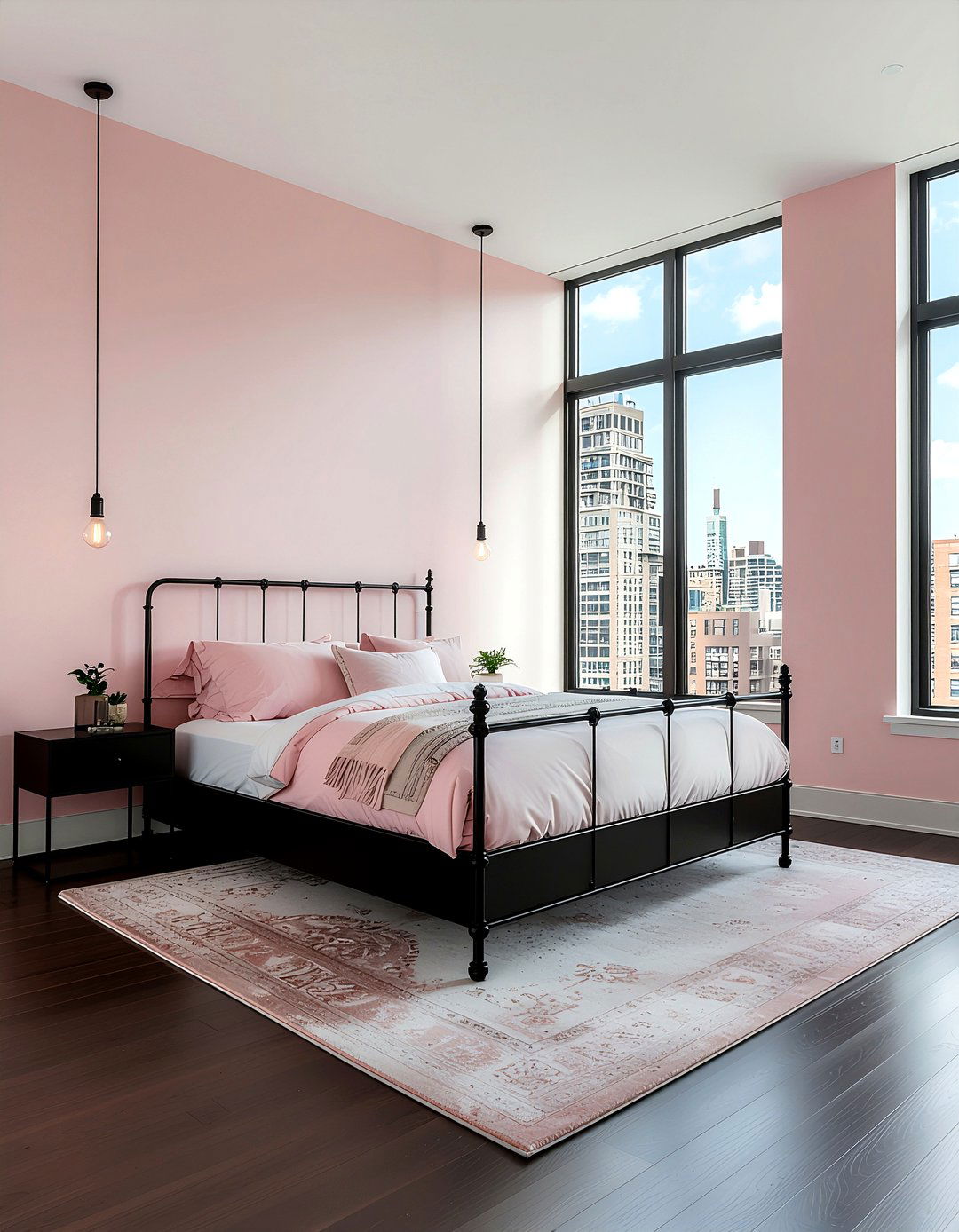 Blush pink and black bedroom - 30 blush pink bedroom ideas