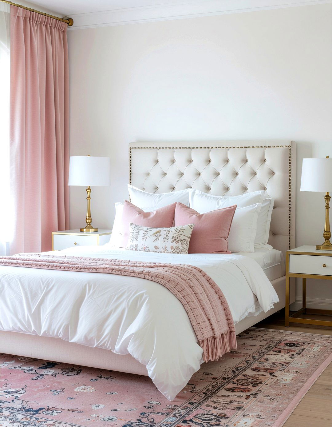 Blush pink and brass bedroom - 30 blush pink bedroom ideas