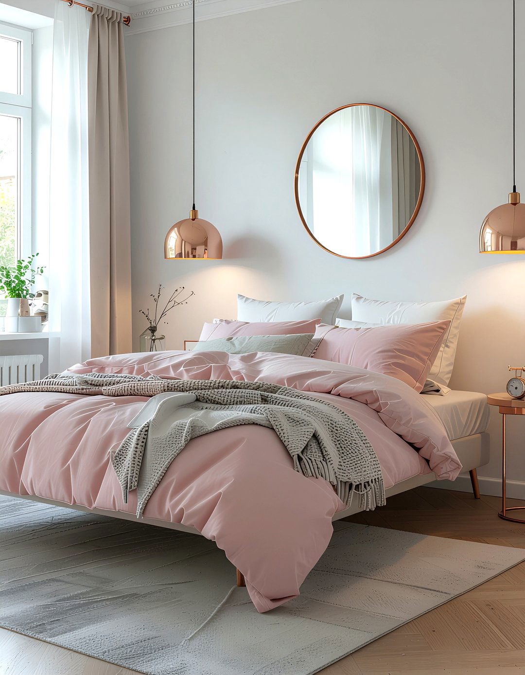 Blush pink and copper bedroom - 30 blush pink bedroom ideas
