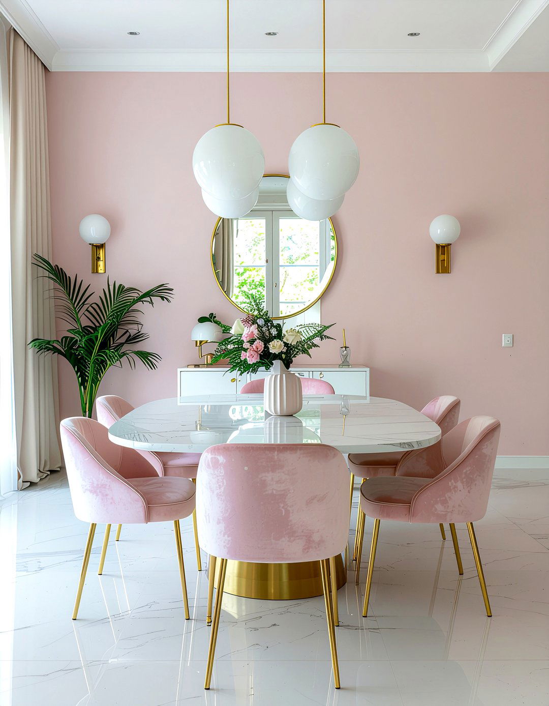 Blush pink and gold dining room - 30 blush pink dining room ideas