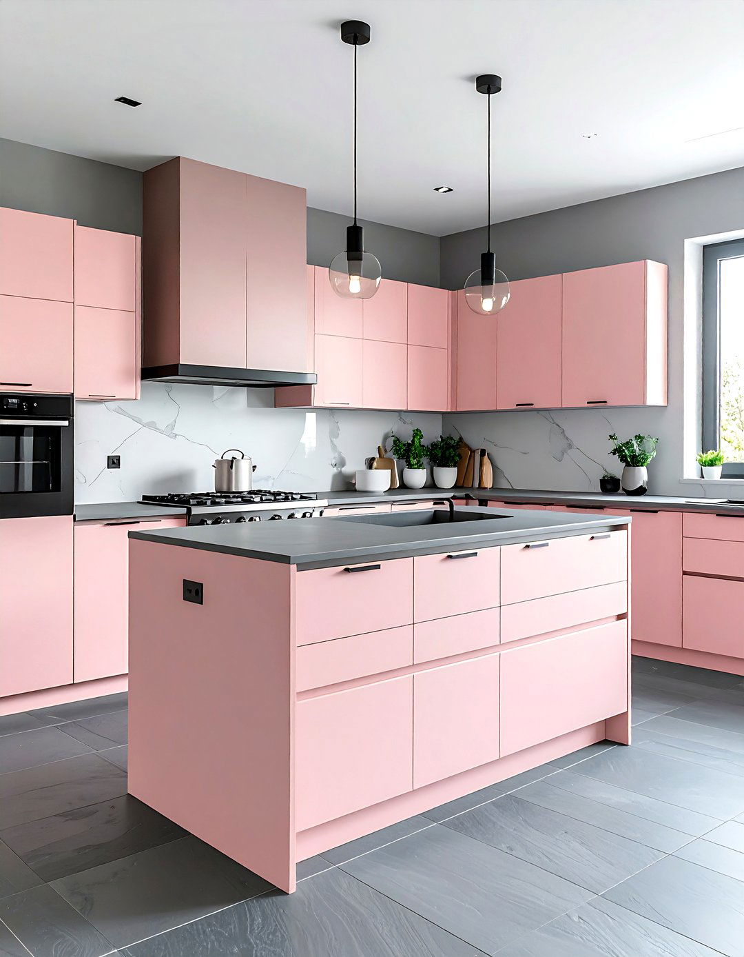 Blush pink and grey kitchen - 30 blush kitchen ideas