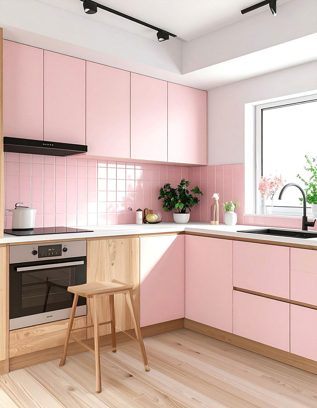 Blush pink and wood kitchen - 30 blush kitchen ideas
