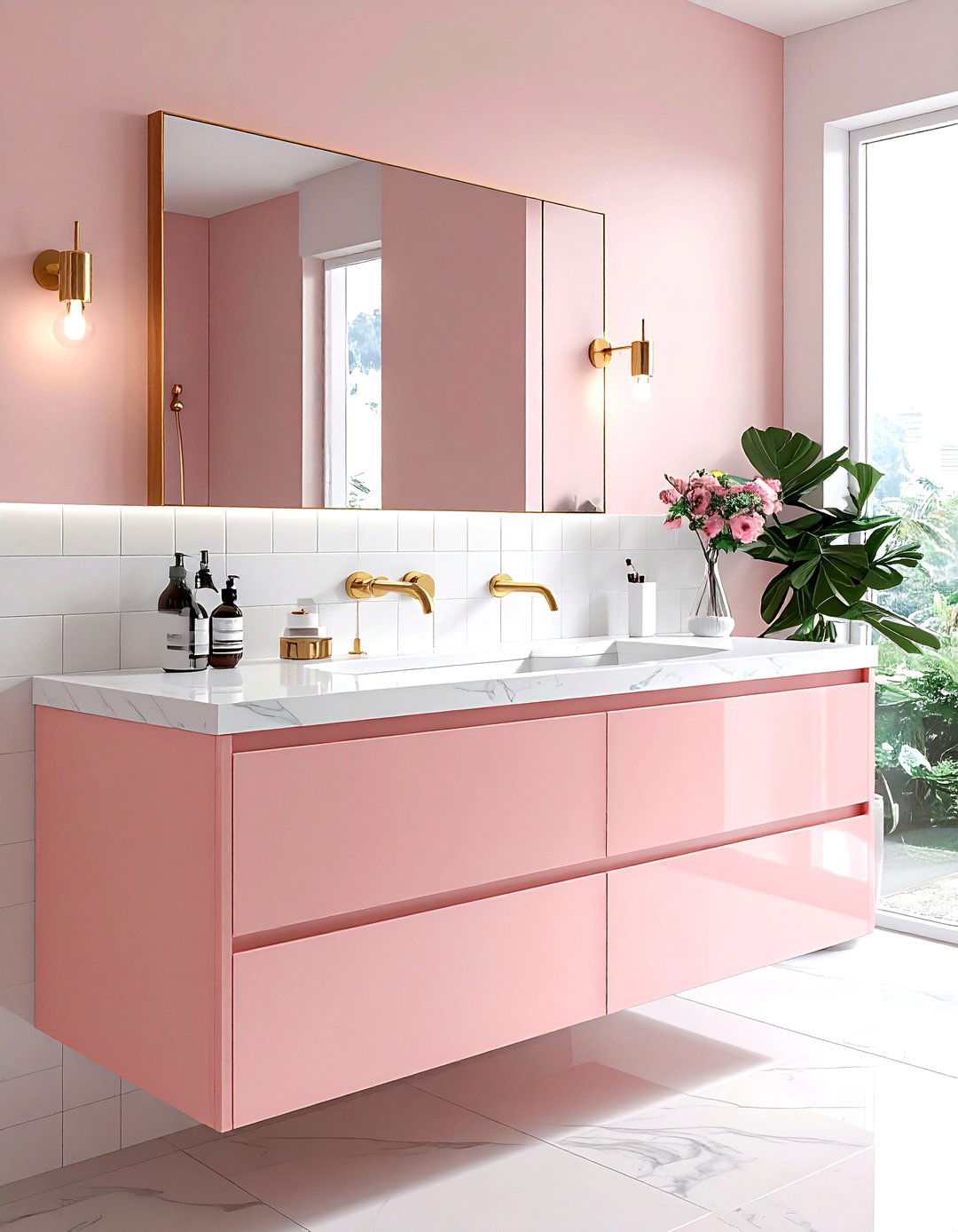 Blush pink bathroom vanity - 30 pastel bathroom ideas