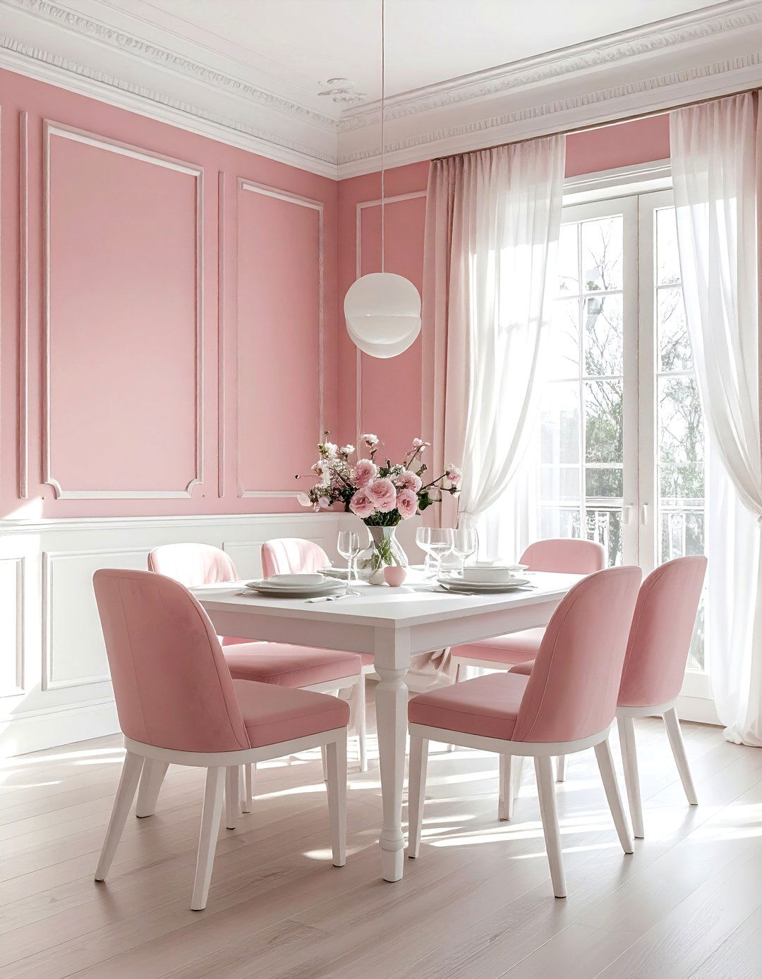 Blush pink dining room - 30 pink and white dining room ideas