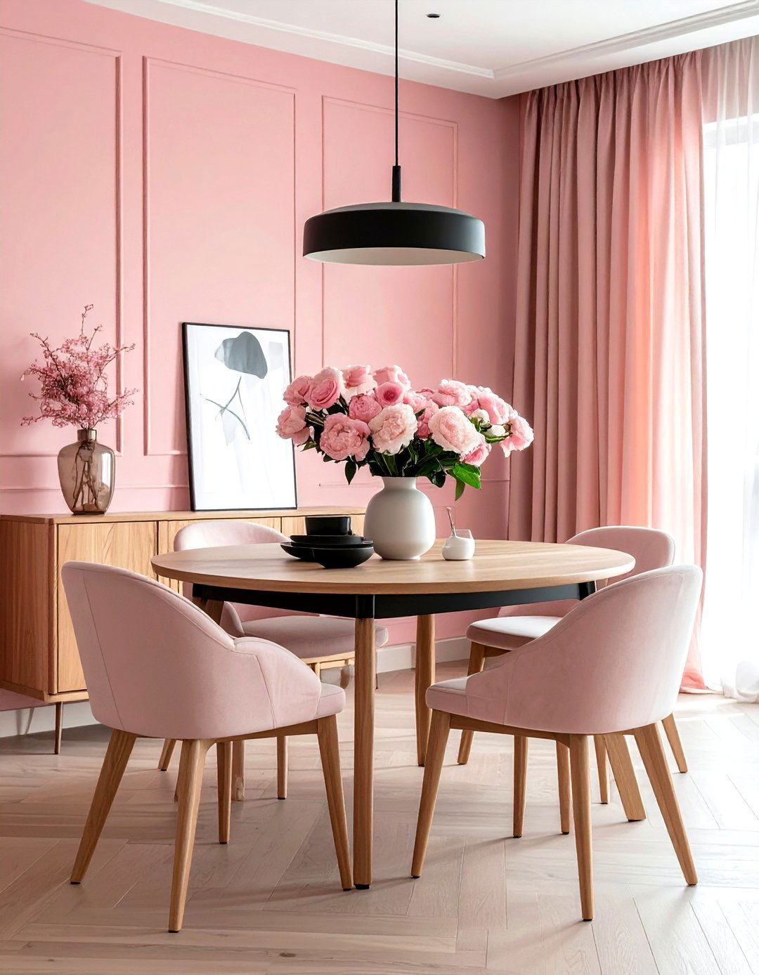 Blush pink dining room - 30 dining room accent color ideas