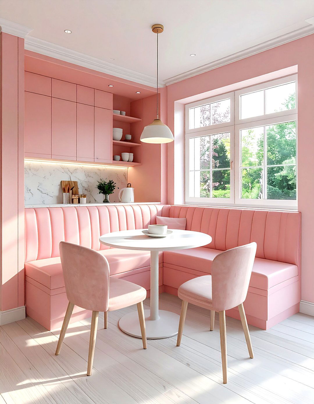 Blush pink kitchen breakfast nook - 30 blush kitchen ideas