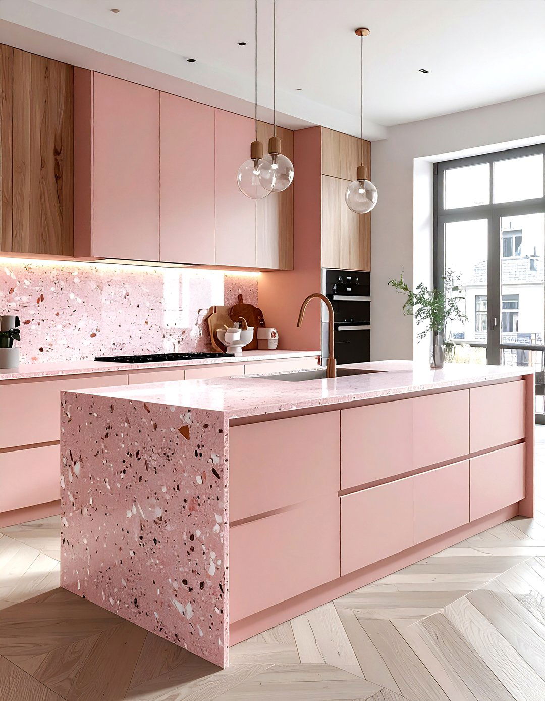 Blush pink kitchen countertop - 30 blush kitchen ideas