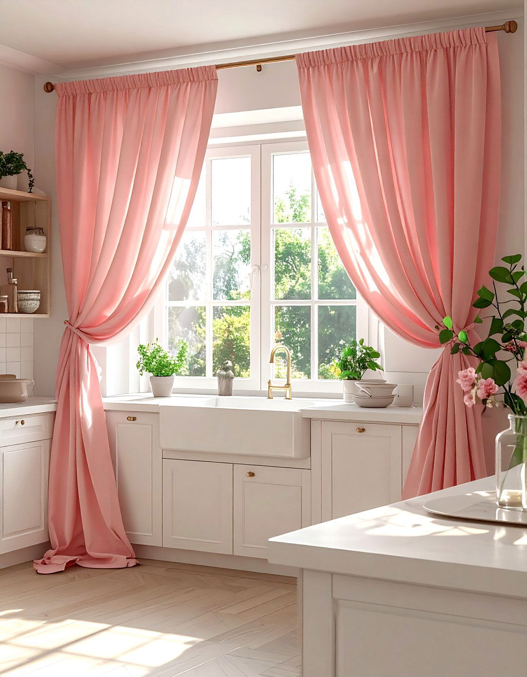 Blush pink kitchen curtain - 30 blush kitchen ideas
