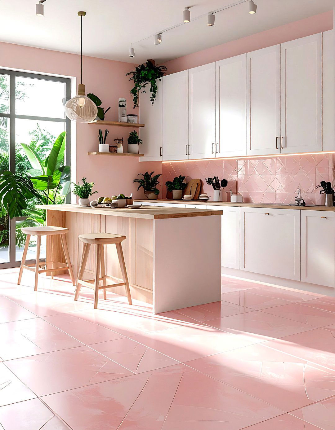 Blush pink kitchen floor - 30 blush kitchen ideas
