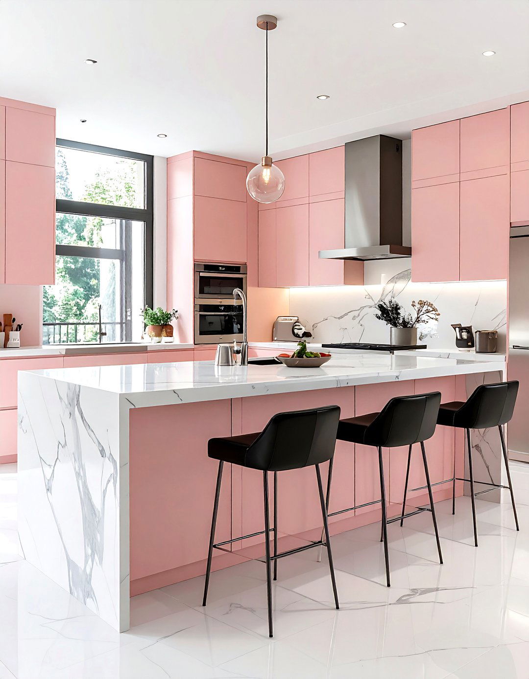 Blush pink kitchen island - 30 blush kitchen ideas