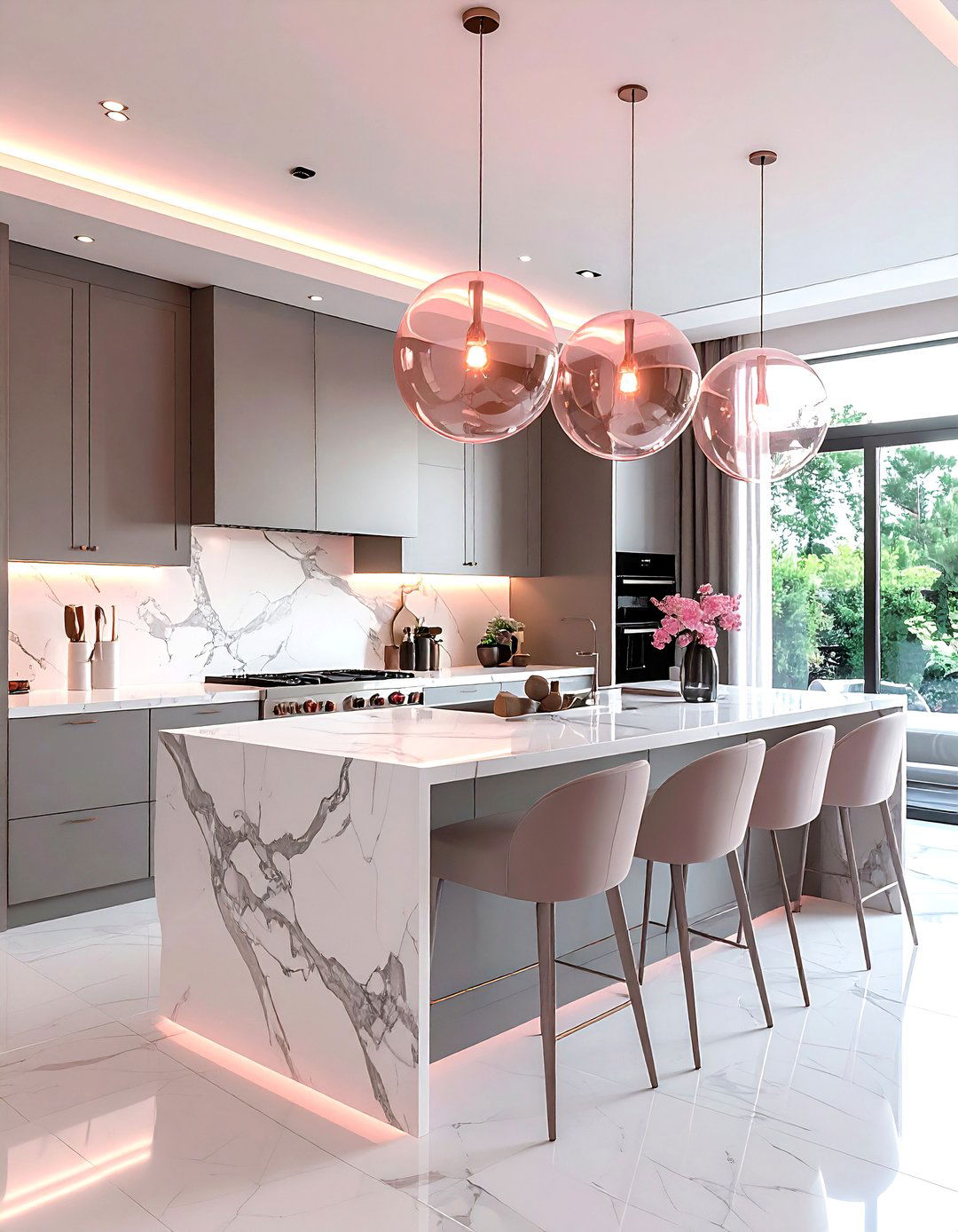Blush pink kitchen lighting - 30 blush kitchen ideas