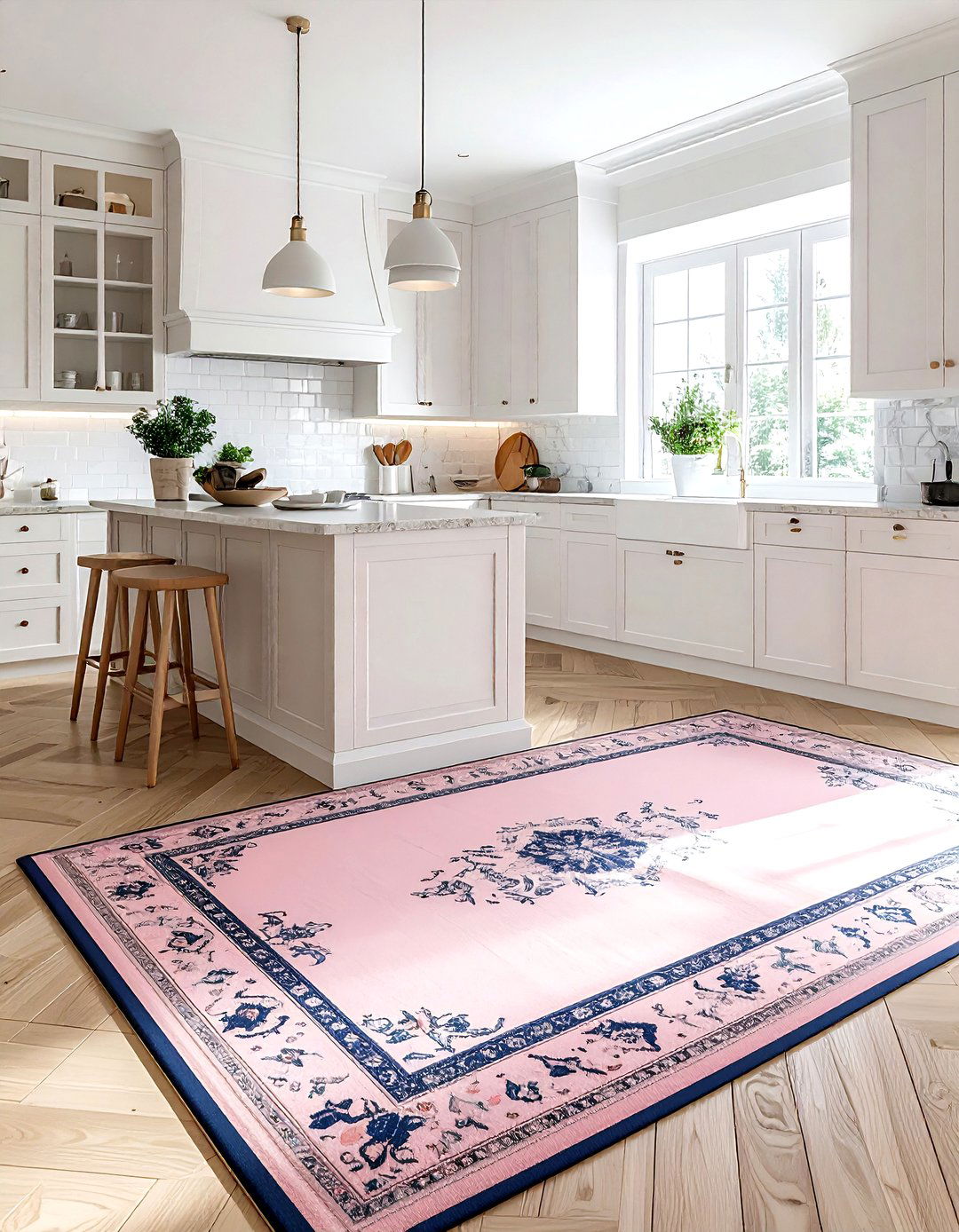 Blush pink kitchen rug - 30 blush kitchen ideas