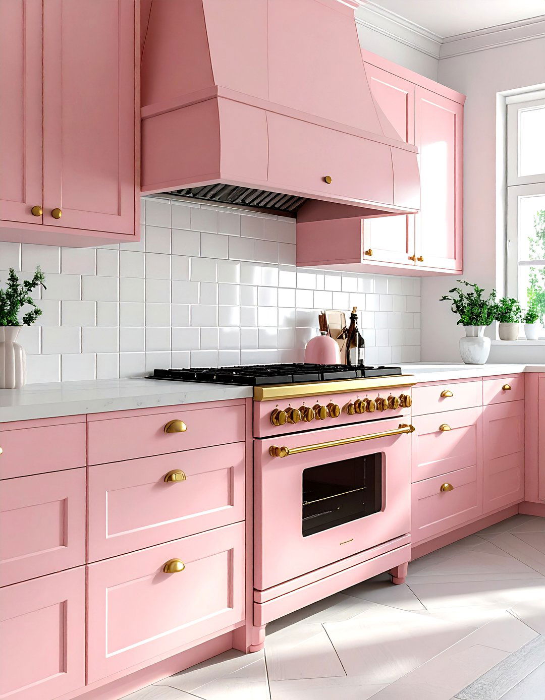 Blush pink kitchen stove - 30 blush kitchen ideas