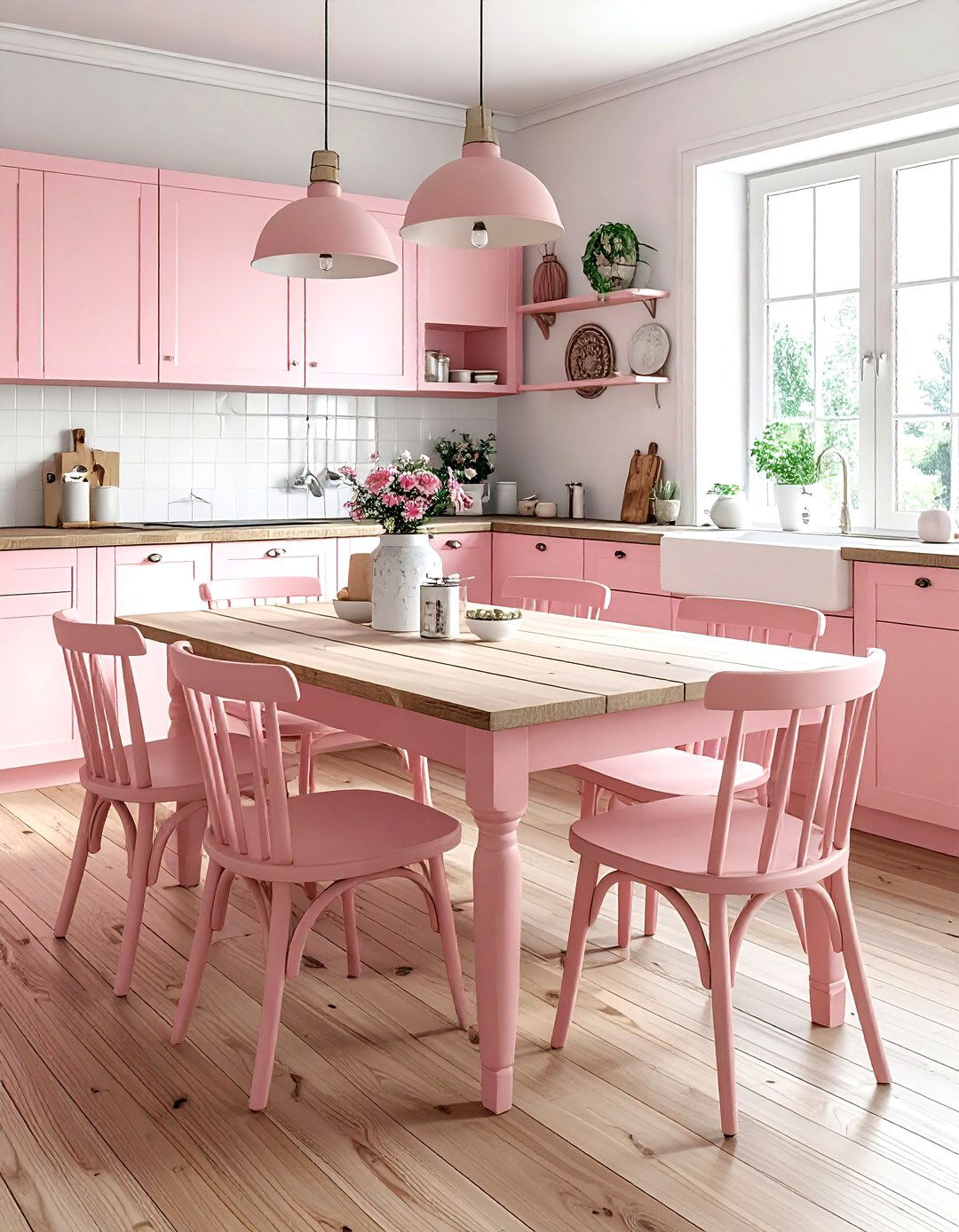 Blush pink kitchen table - 30 blush kitchen ideas