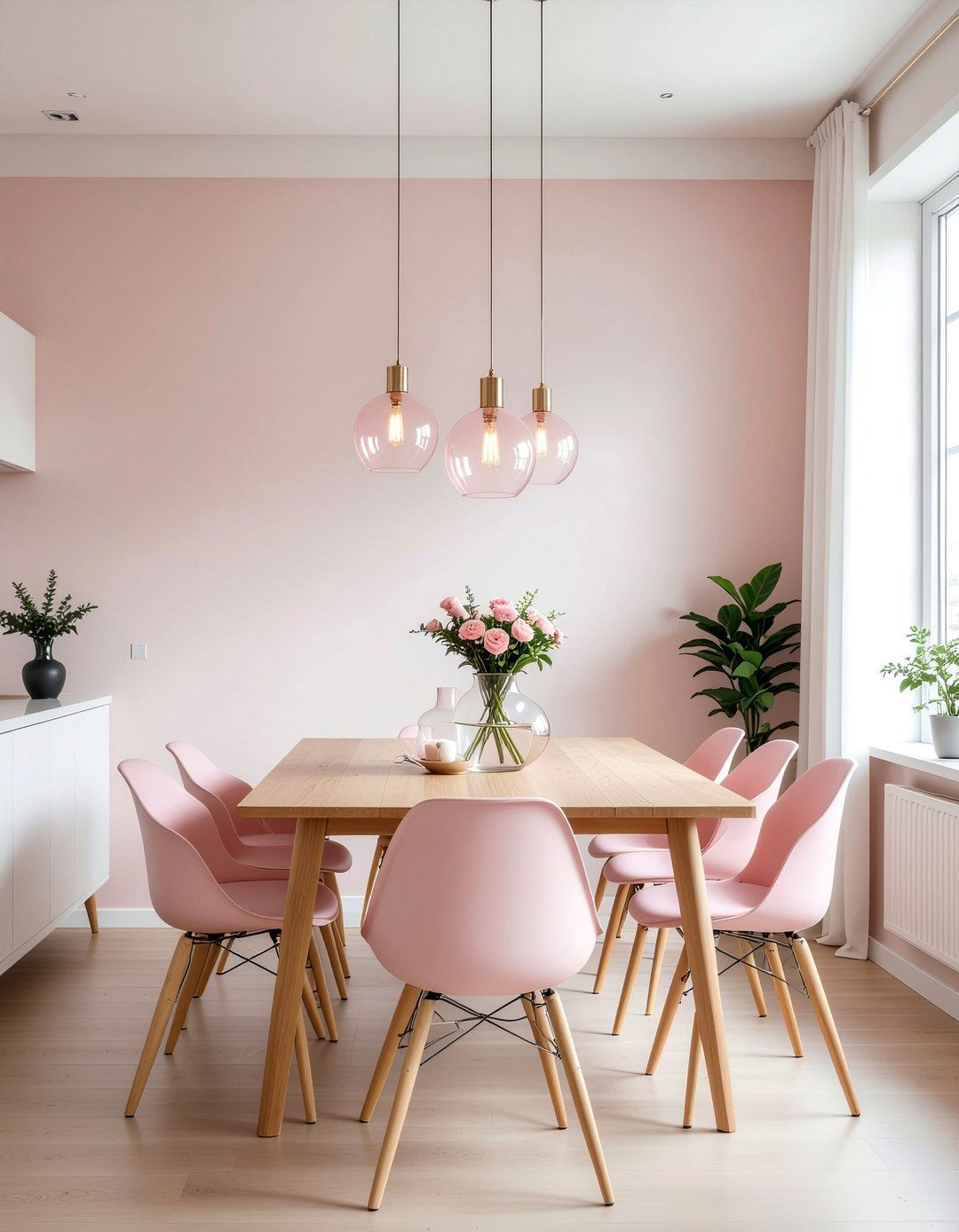 Blush pink lighting dining room - 30 blush pink dining room ideas