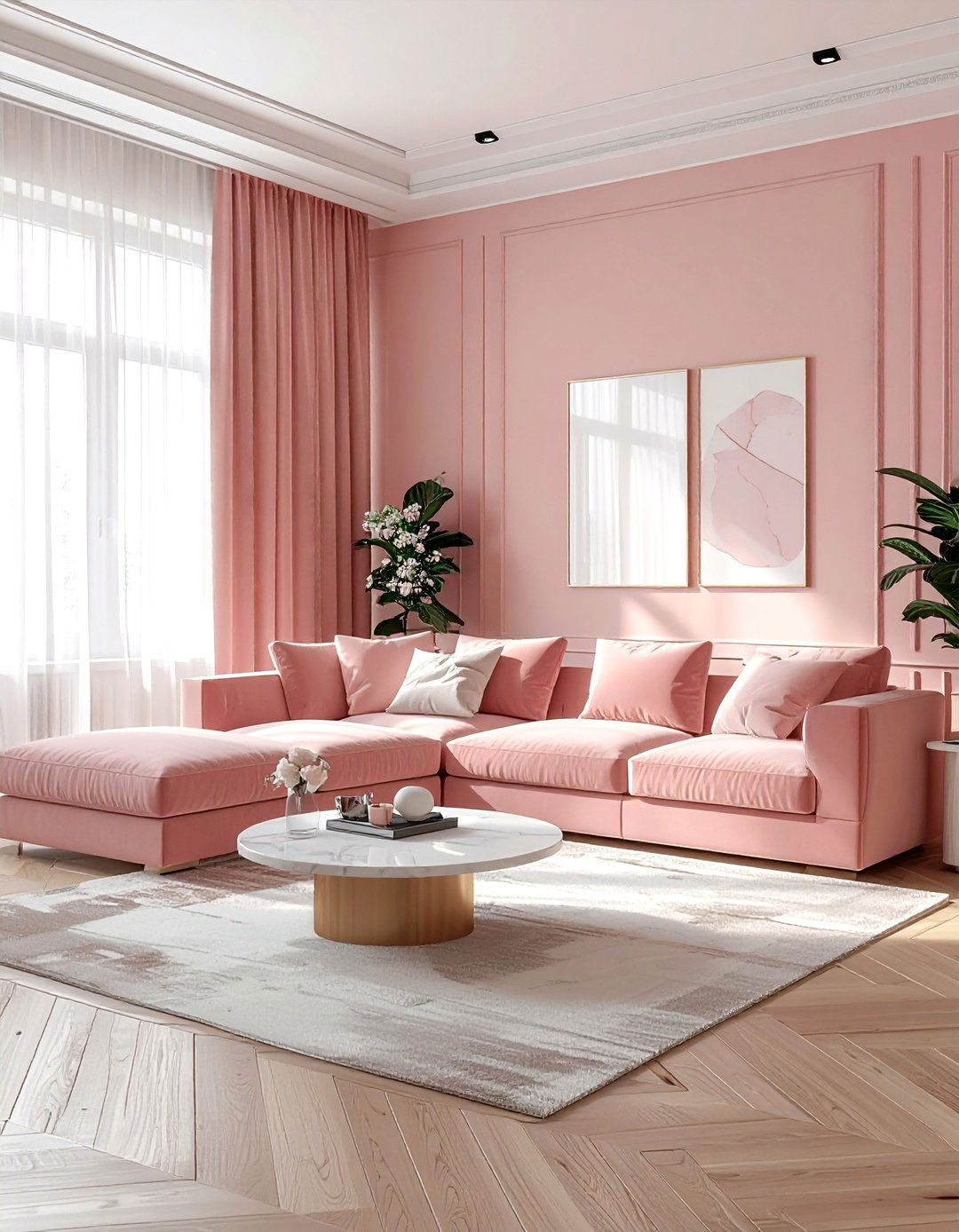Blush pink living room - 30 pink living room ideas