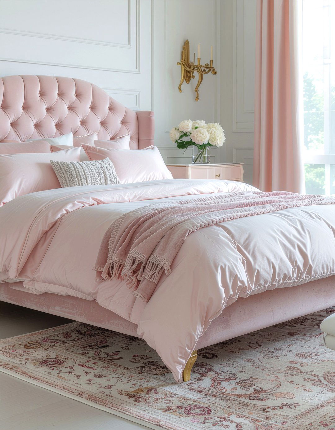 Blush pink velvet bedding - 30 bedroom velvet bedding ideas
