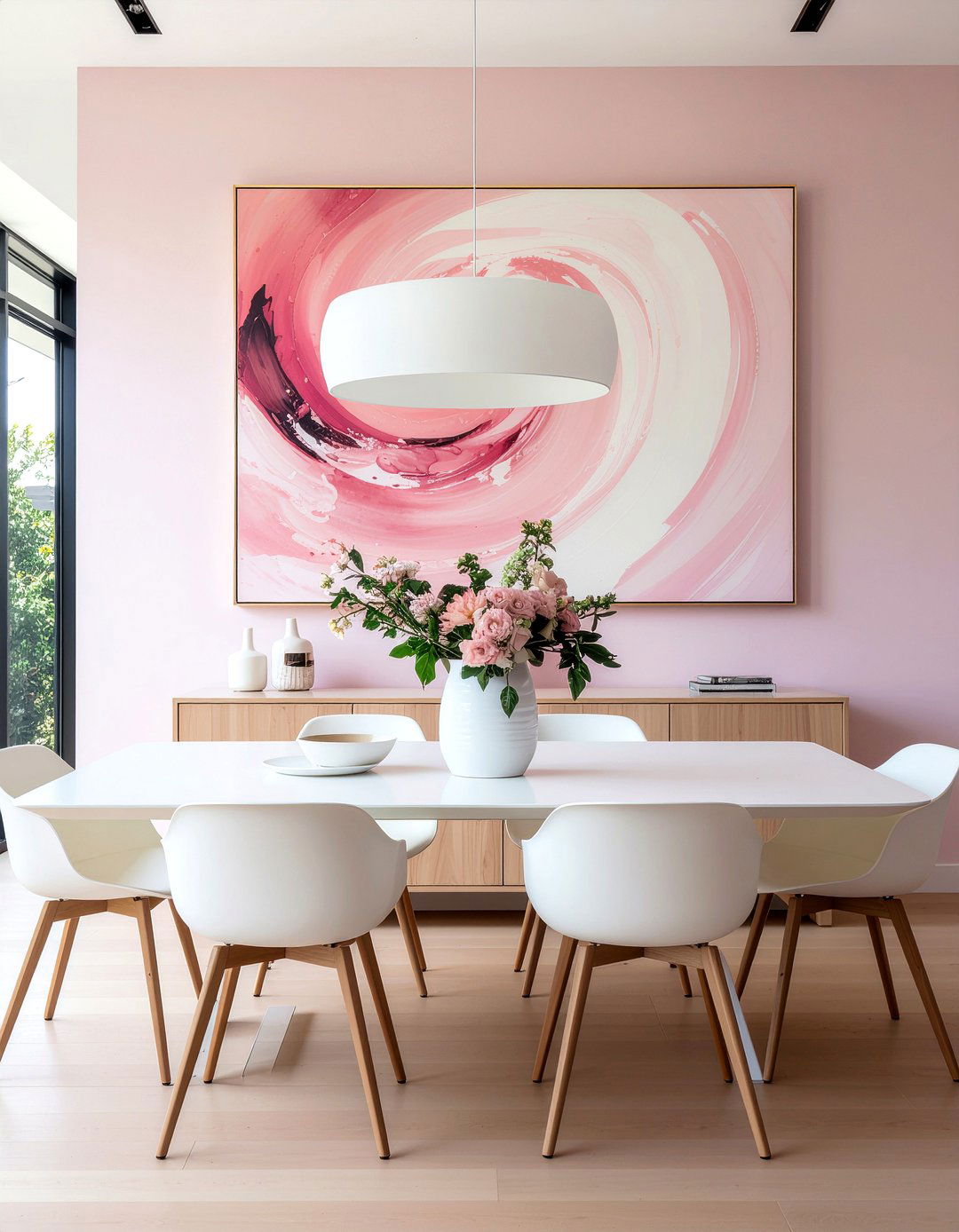 Blush pink walls dining room - 30 blush pink dining room ideas