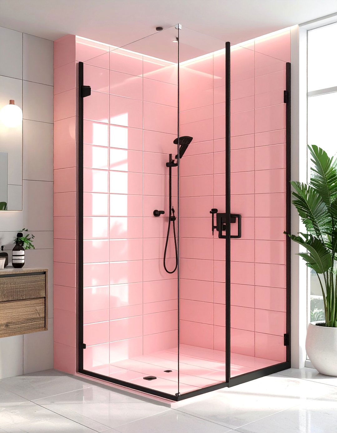 Blush subway tile - 30 blush bathroom ideas