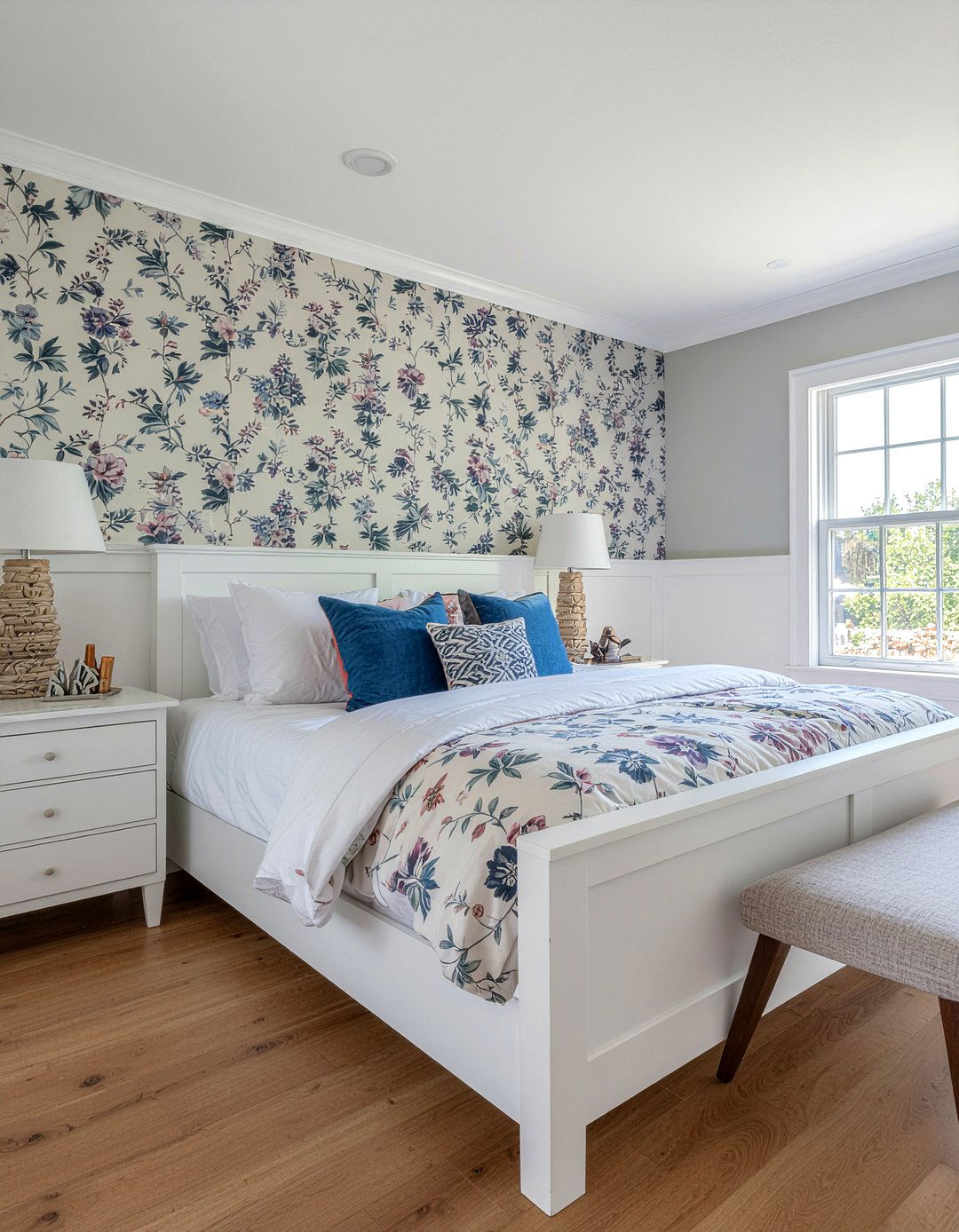 Board and batten with wallpaper - 30 bedroom board and batten ideas