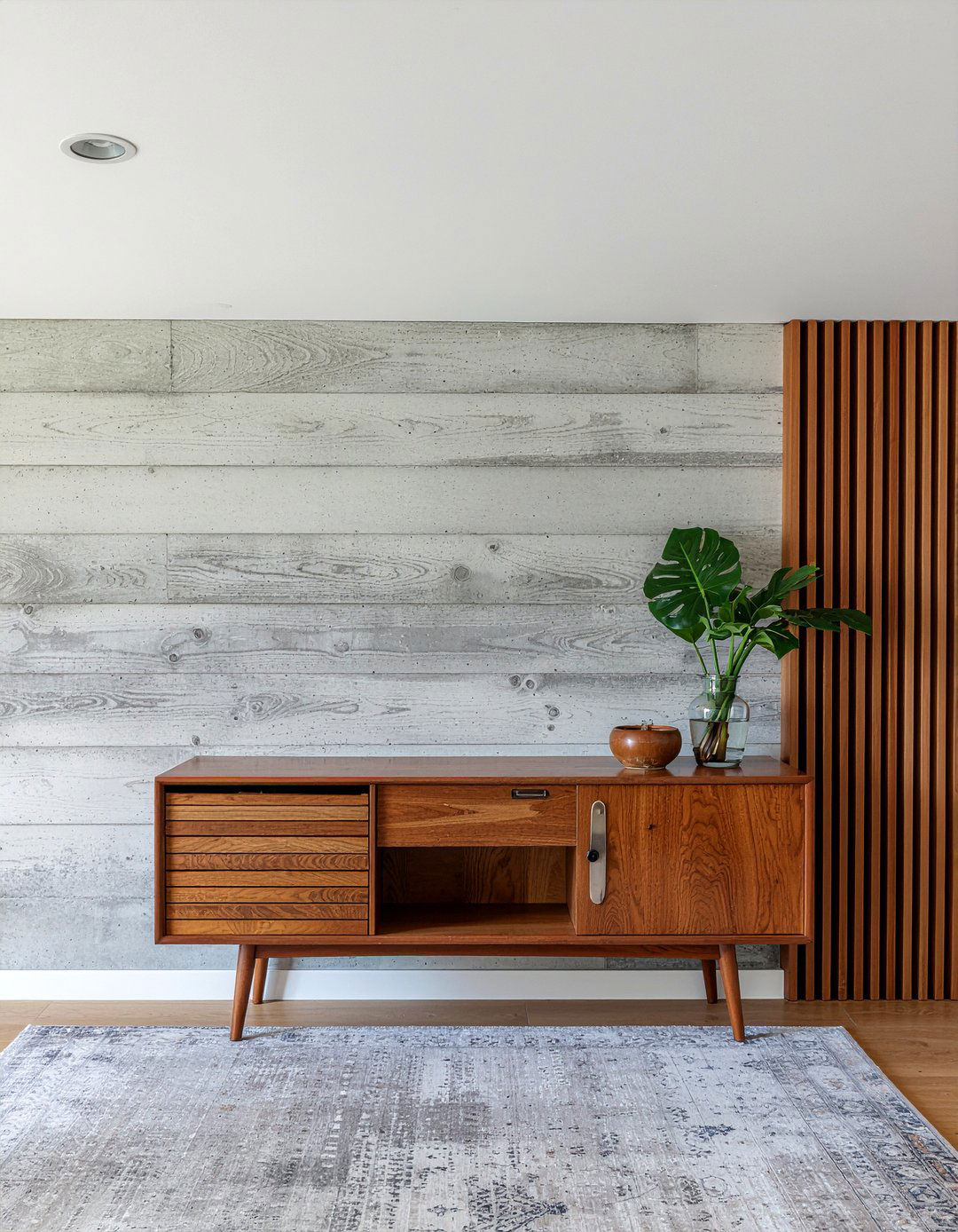 Board formed concrete wall - 30 concrete wall living room ideas