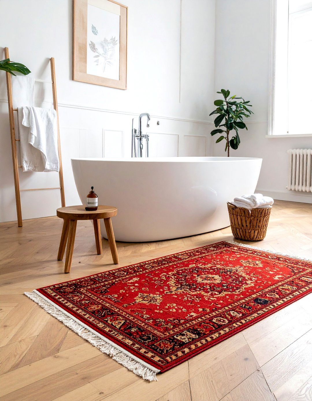 Bohemian Area Rug - 30 eclectic bathroom ideas