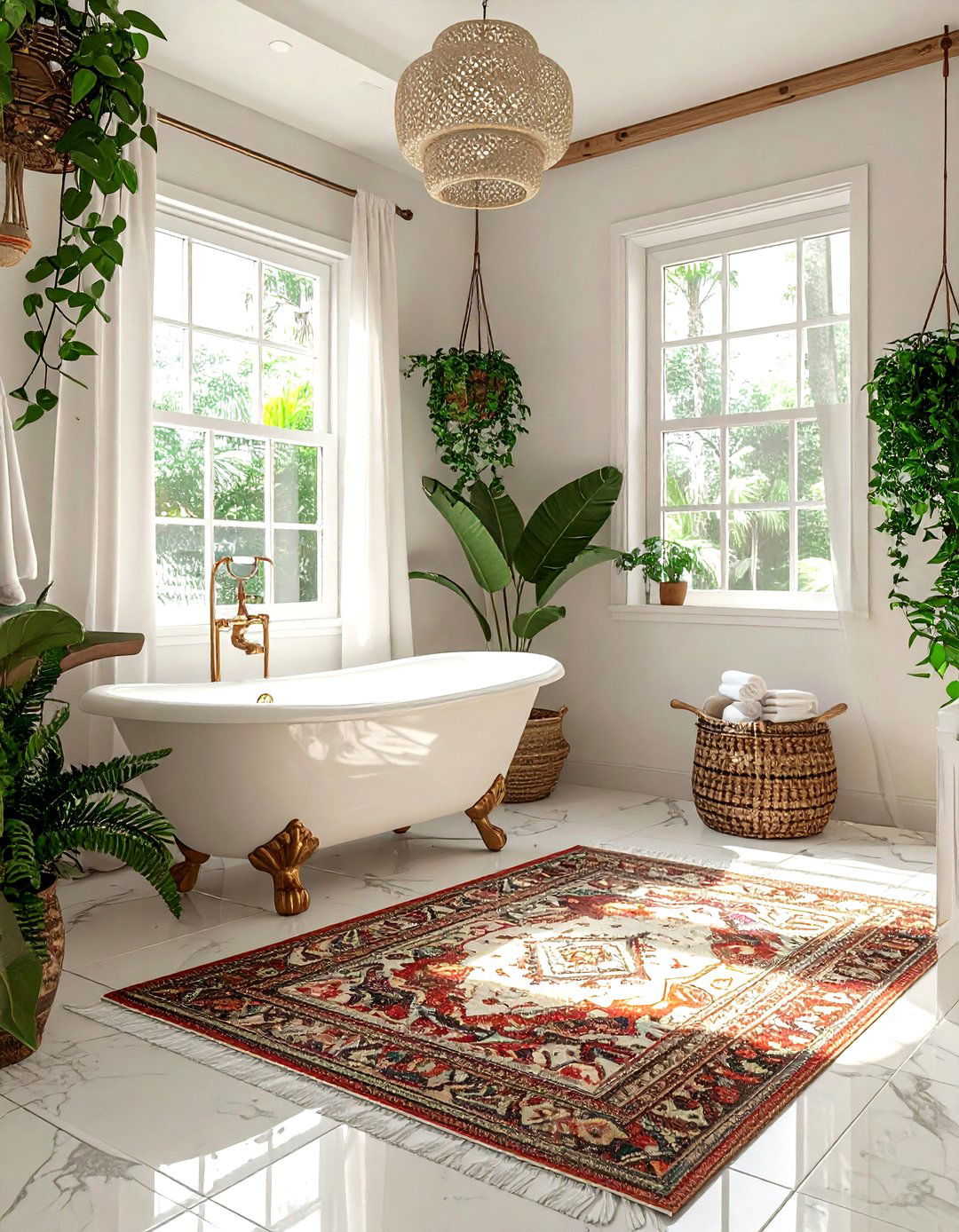 Bohemian Bathroom Retreat - 30 bohemian home decor ideas