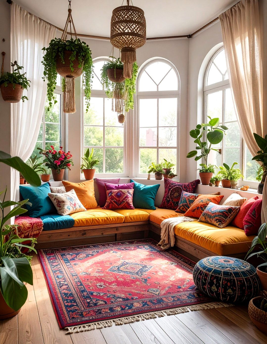 Bohemian Bay Window Decor - 30 living room bay window ideas