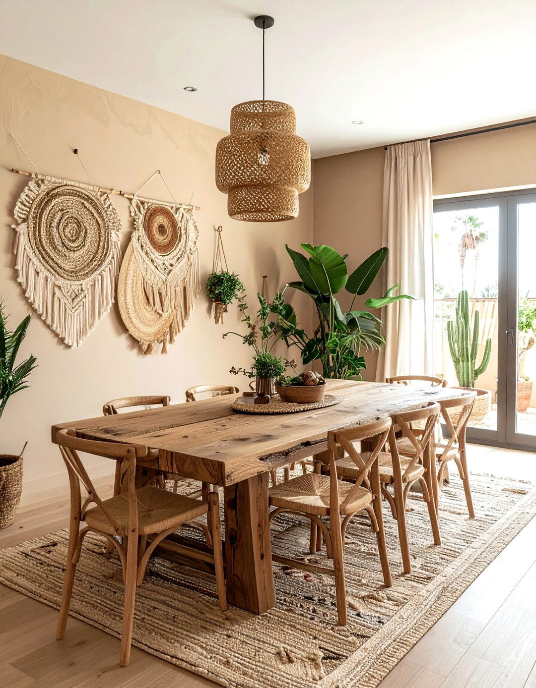 Bohemian Beige Dining Room - 30 beige dining room design ideas