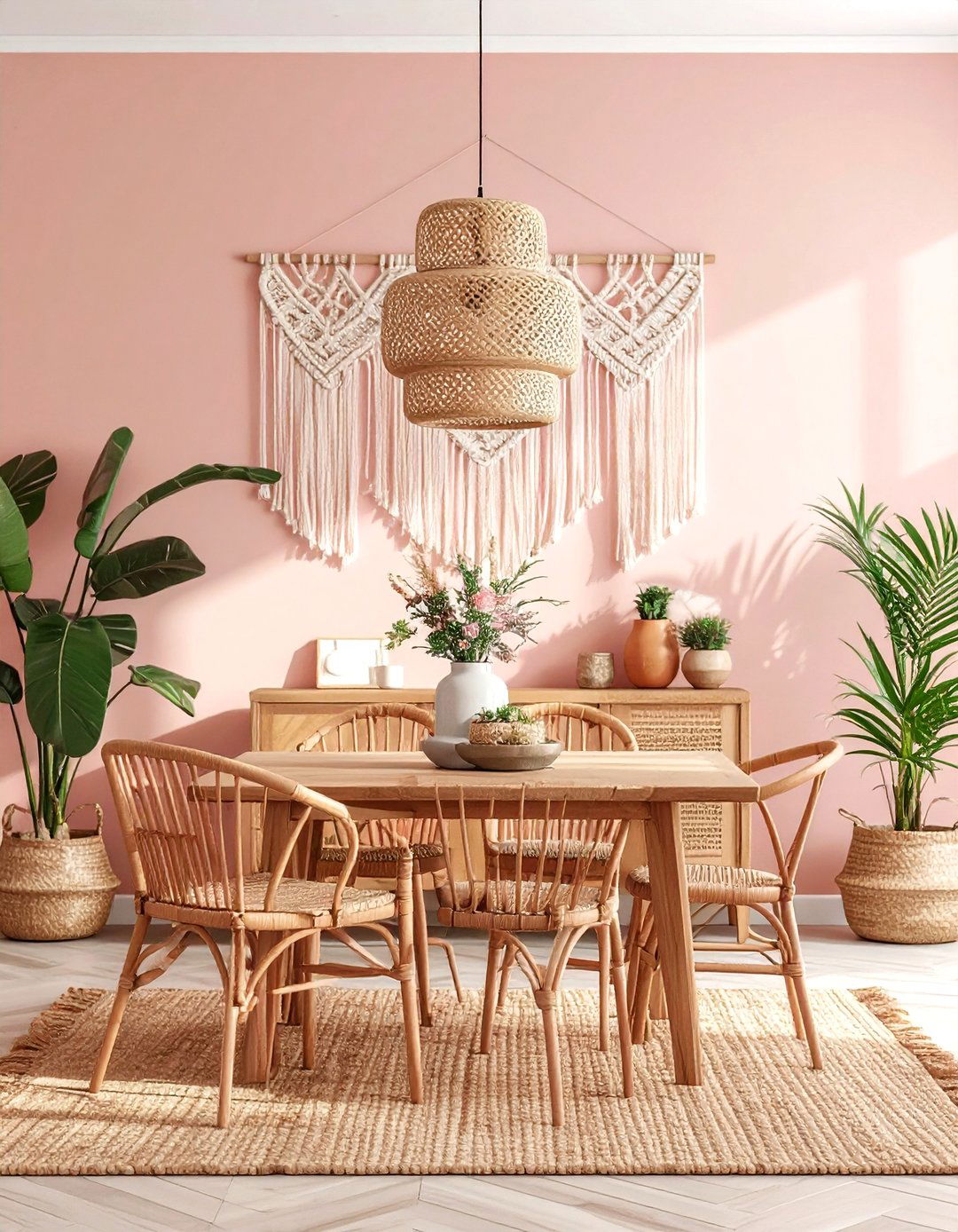 Bohemian Blush Dining Room - 30 blush dining room ideas