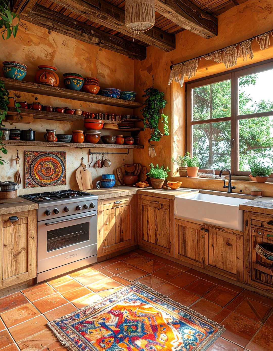 Bohemian Cabin Kitchen - 30 rustic cabin kitchen ideas