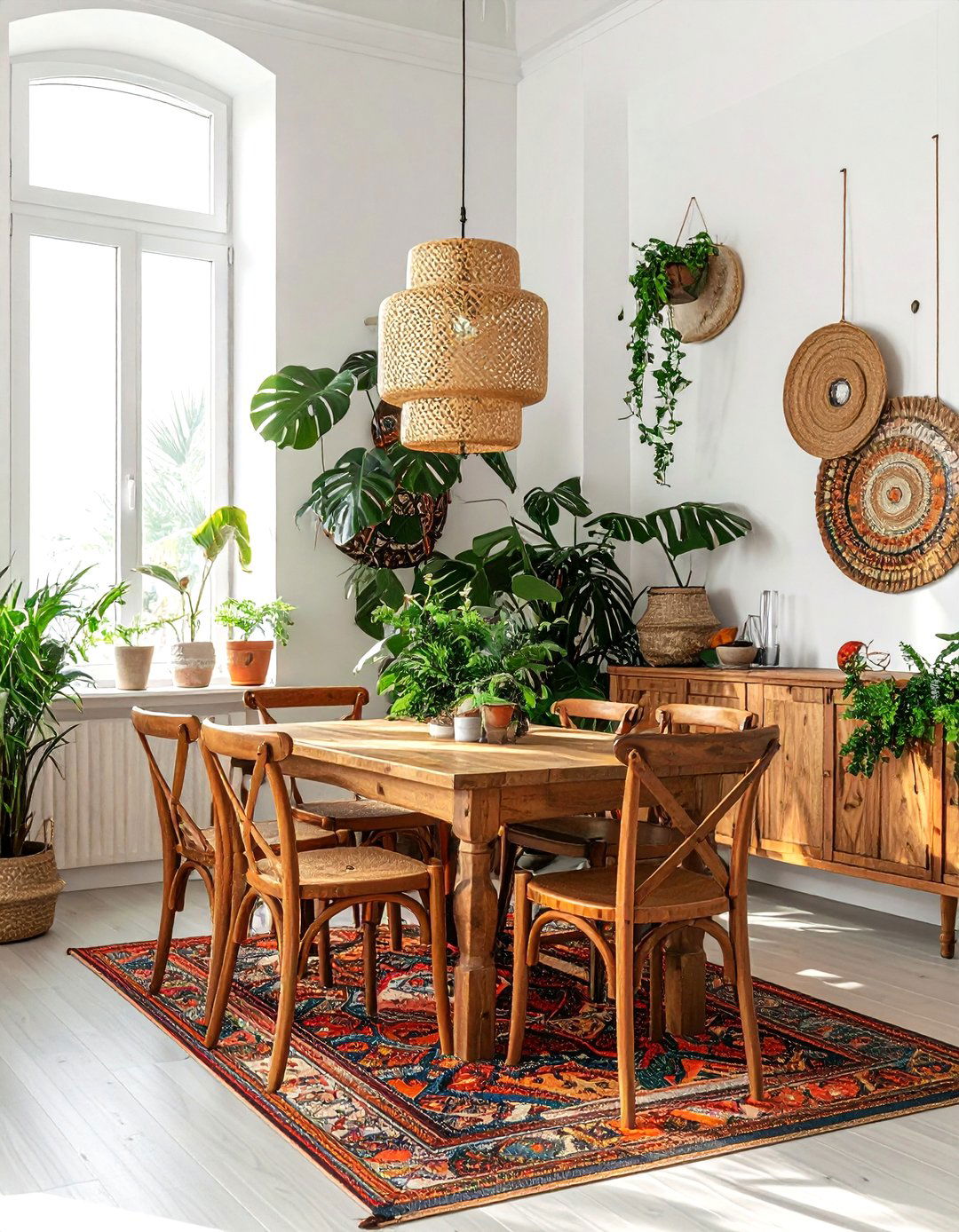 Bohemian Dining Room - 30 colorful rug dining room ideas