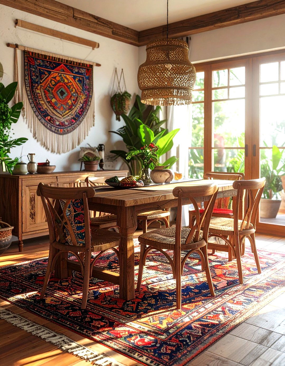 Bohemian Dining Room With Vintage Rugs - 30 inherited dining room ideas