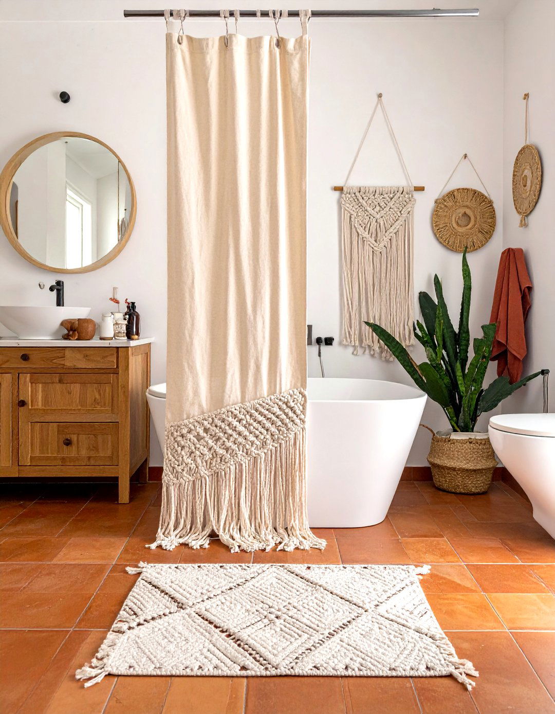 Bohemian Fringe Valance - 30 bathroom valance ideas
