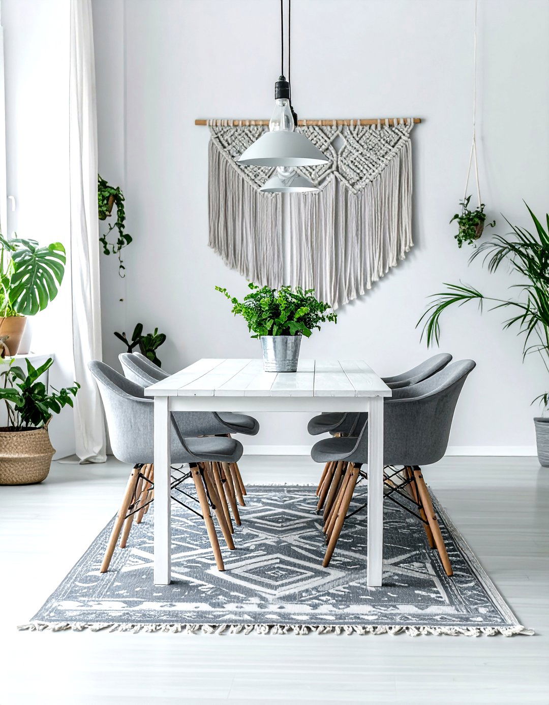 Bohemian Gray And White Dining Room - 30 gray and white dining room ideas